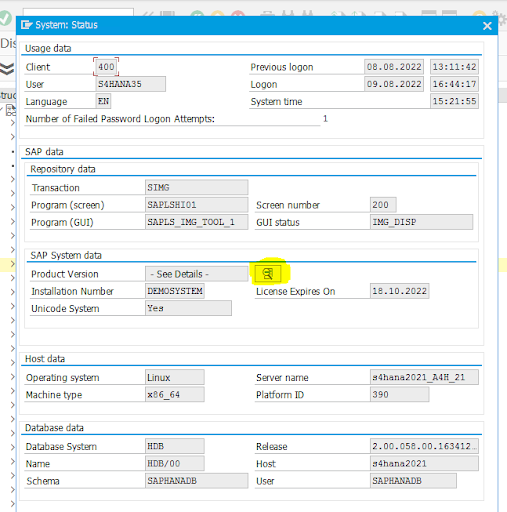 Check SAP Version from System Status window Step4